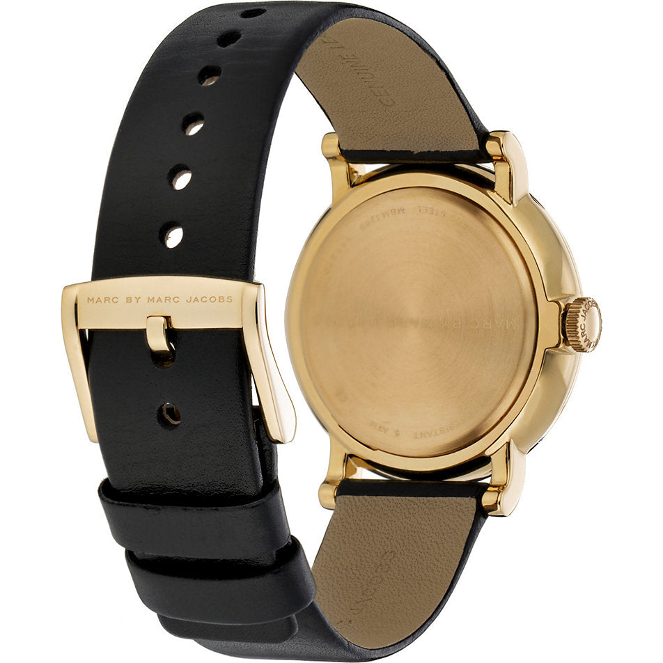 Marc Jacobs Baker Black Dial Black Leather Strap Watch for Women - MBM1269 Watches Marc Jacobs   