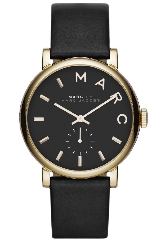 Marc Jacobs Baker Black Dial Black Leather Strap Watch for Women - MBM1269 Watches Marc Jacobs   