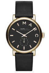 Marc Jacobs Baker Black Dial Black Leather Strap Watch for Women - MBM1269 Watches Marc Jacobs   