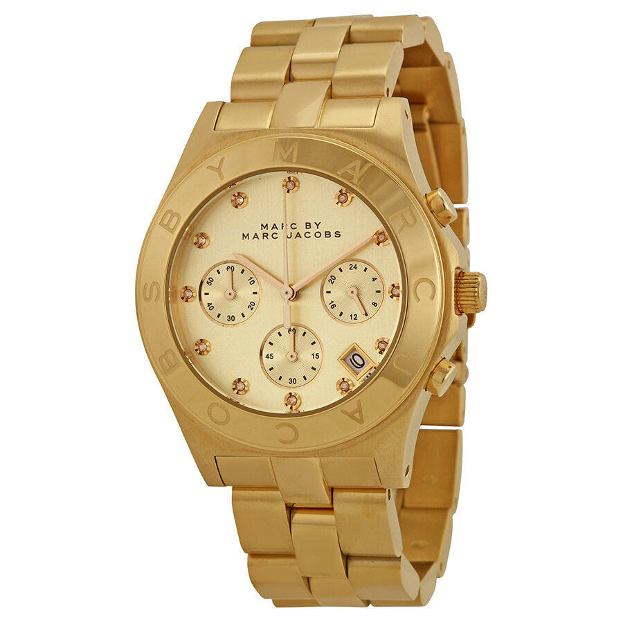 Marc Jacobs Blade Gold Dial Gold Stainless Steel Strap Watch for Women - MBM3101 Watches Marc Jacobs   