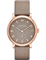 Marc Jacobs Baker Grey Dial Grey Leather Strap Watch for Women - MBM1266 Watches Marc Jacobs   