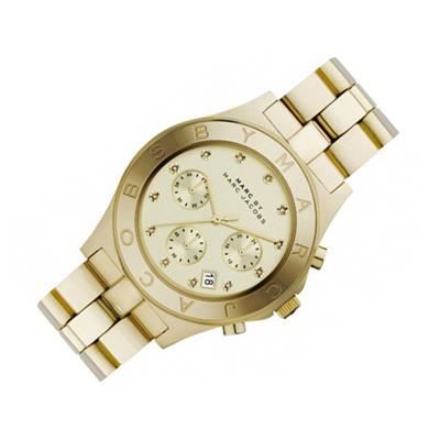 Marc Jacobs Blade Gold Dial Gold Stainless Steel Strap Watch for Women - MBM3101 Watches Marc Jacobs   