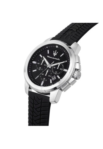 Maserati Successo Chronoraph Black Dial Black Silicon Strap Watch For Men - R8871621014 Watches Maserati   