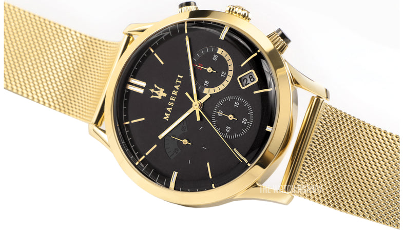 Maserati Ricordo Chronograph Black Dial Stainless Steel Mesh Bracelet Watch For Men - R8873633003 Watches Maserati   