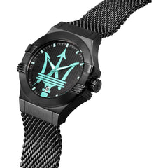 Maserati Potenza Aqua Edition Black Dial Black Mesh Bracelet Watch For Men - R8853144002 Watches Maserati   