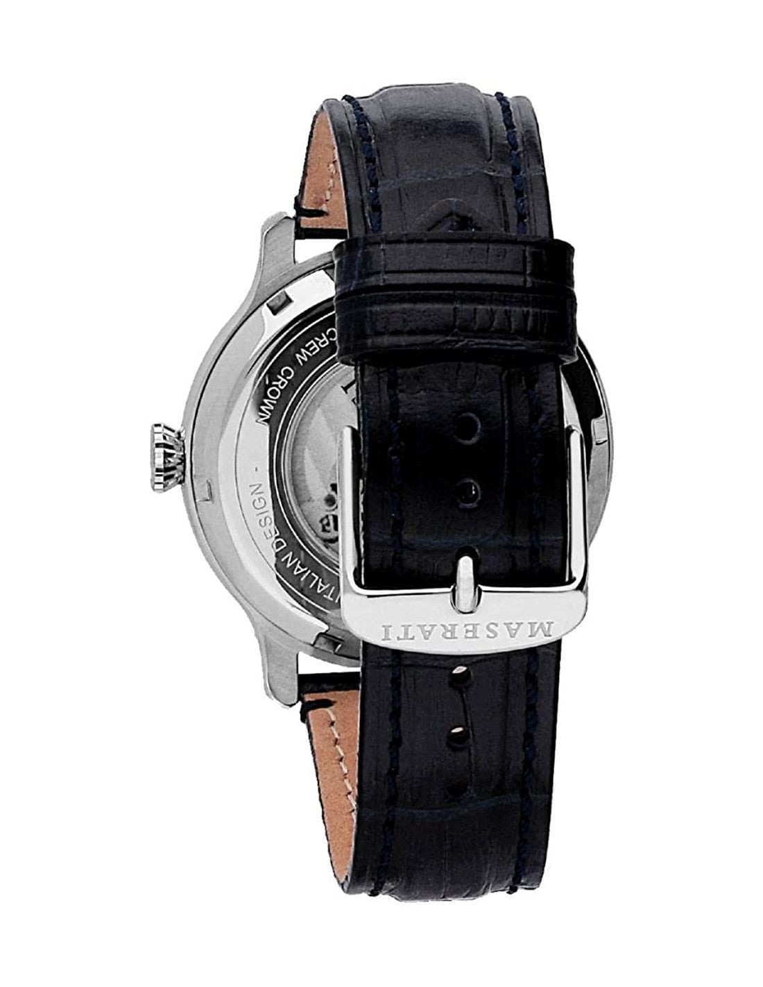 Maserati Epoca Automatic Skeleton Dial Black Leather Strap Watch For Men - R8821118002 Watches Maserati   