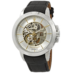 Maserati Ingegno Automatic Black Skeleton Dial Black Leather Strap Watch For Men - R8821119002 Watches Maserati   