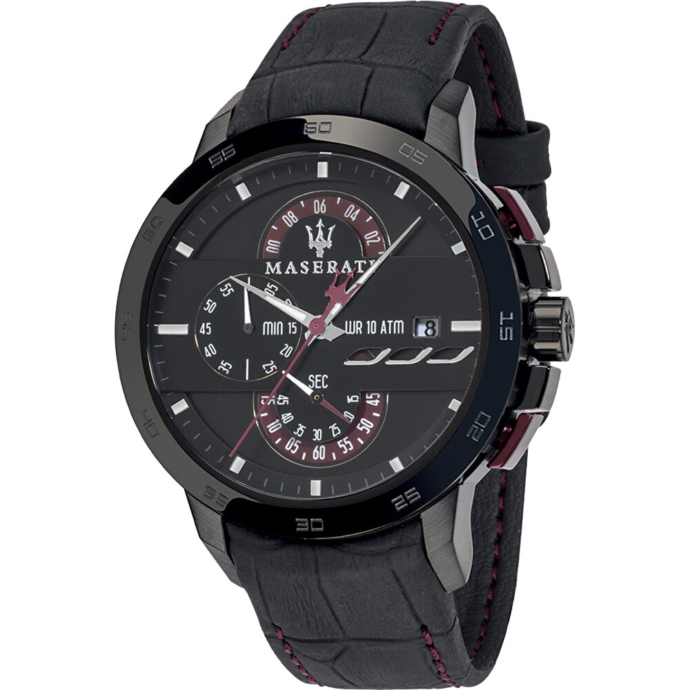 Maserati Ingegno Chronograph Black Dial Leather Watch For Men - R8871619003 Watches Maserati   