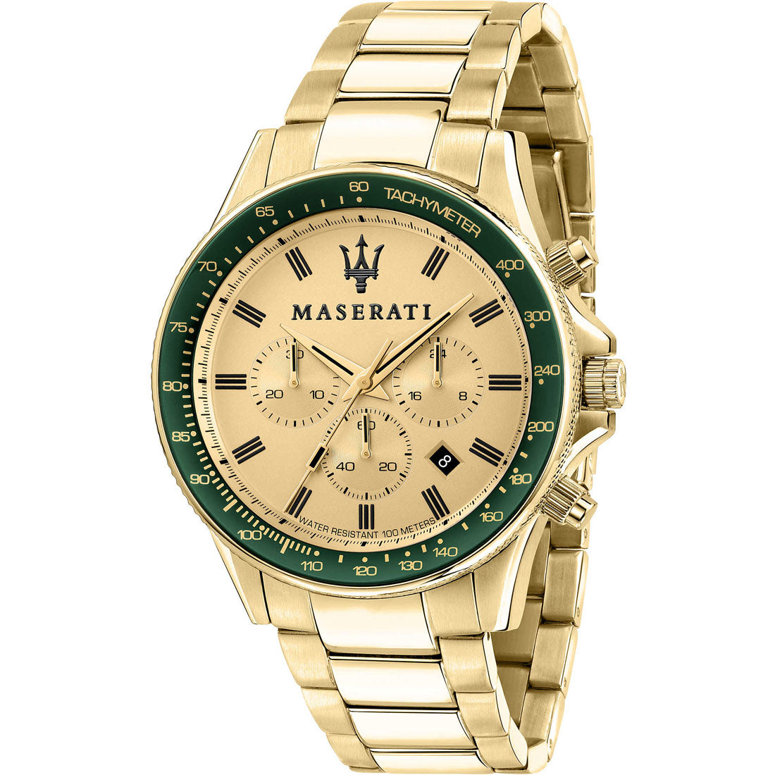 Maserati SFIDA Quartz Yellow Dial Gold Strap Watch For Men - R8873640005 Watches Maserati   