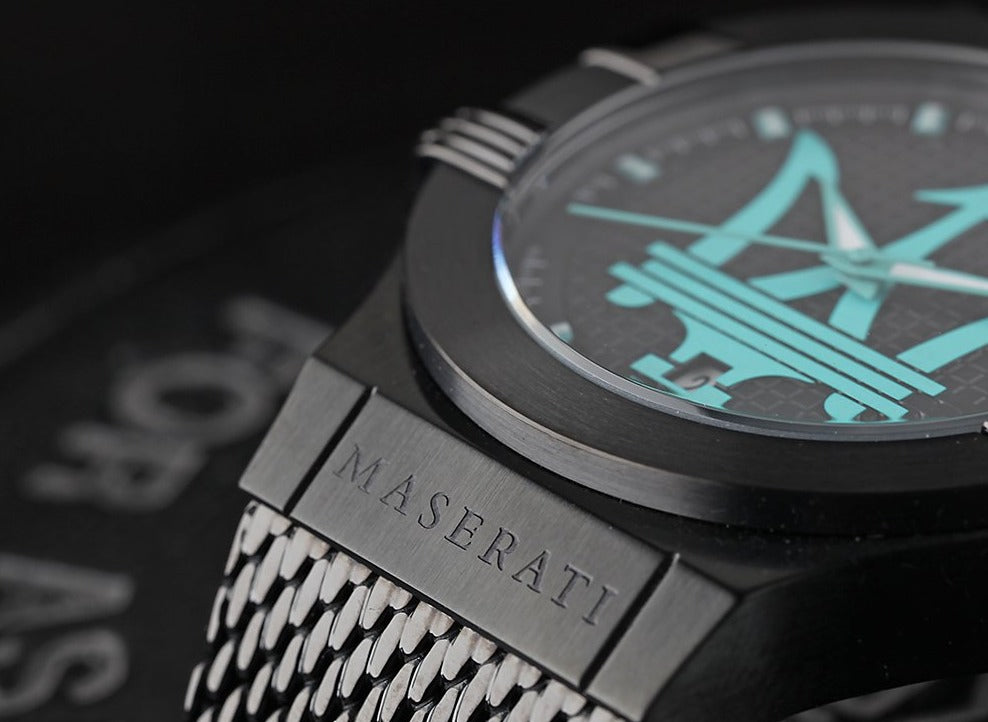 Maserati Potenza Aqua Edition Black Dial Black Mesh Bracelet Watch For Men - R8853144002 Watches Maserati   