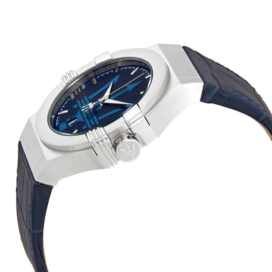 Maserati Potenza Blue Dial Blue Leather Strap Watch For Men - R8851108015 Watches Maserati   