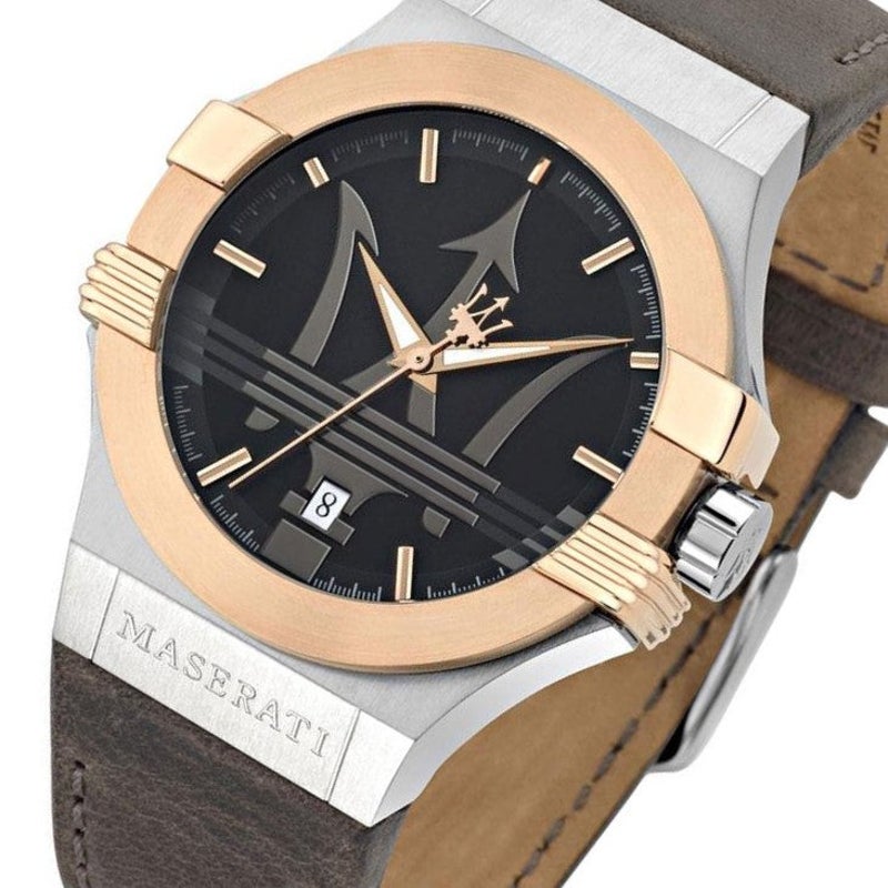 Maserati Potenza Black Dial Brown Leather Strap Watch For Men - R8851108014 Watches Maserati   