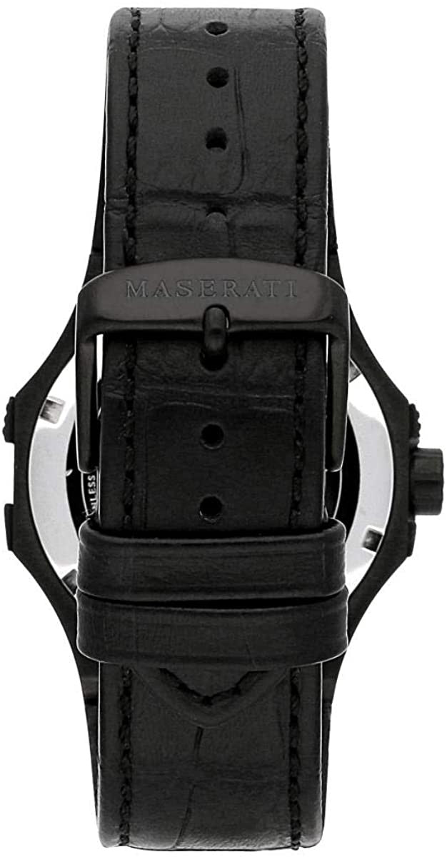 Maserati Potenza Skeleton Limited Edition Black Dial Black Leather Strap Watch For Men - R8821108027 Watches Maserati   