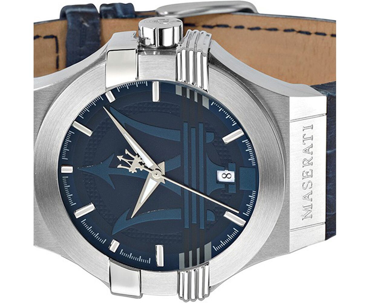 Maserati Potenza Blue Dial Blue Leather Strap Watch For Men - R8851108015 Watches Maserati   