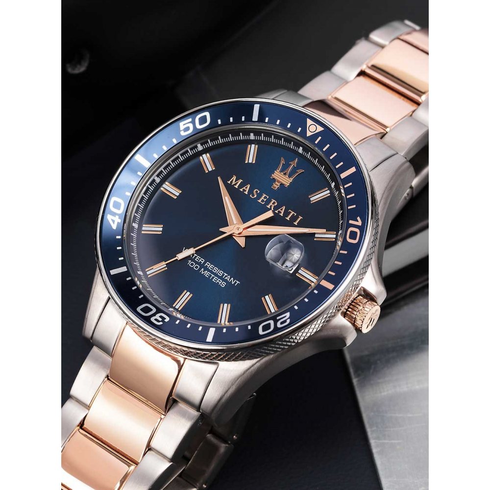 Maserati SFIDA Quartz Blue Dial Stainless Steel 44mm Watch For Men - R8853140003 Watches Maserati   