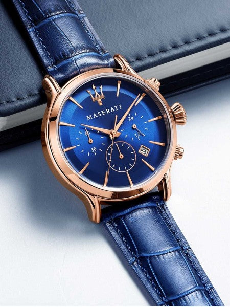 Maserati Epoca Blue Dial Leather Blue Strap Watch For Men - R8871618007 Watches Maserati   