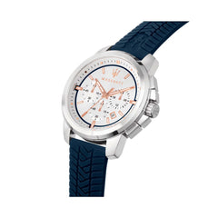 Maserati Successo Chronograph White Dial Blue Rubber Strap Watch For Men - R8871621013 Watches Maserati   