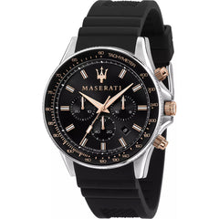 Maserati SFIDA 44mm Black Silicon Chronograph Watch For Men - R8871640002 Watches Maserati   