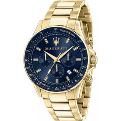 Maserati SFIDA Analog Blue Dial Gold Stainless Steel Watch For Men - R8873640008 Watches Maserati   