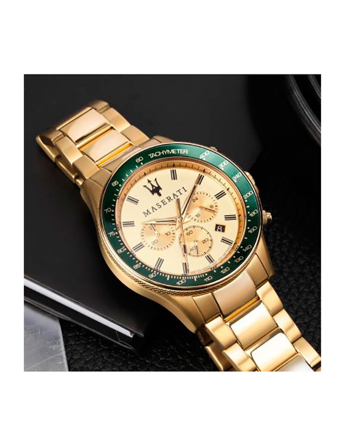 Maserati SFIDA Quartz Yellow Dial Gold Strap Watch For Men - R8873640005 Watches Maserati   