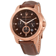 Maserati Successo Brown Dial Brown Leather Strap Watch For Men - R8871621004 Watches Maserati   