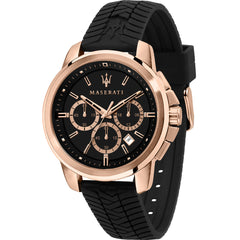 Maserati Successo 44mm Black Rose Gold Dial Black Rubber Strap Watch For Men - R8871621012 Watches Maserati   