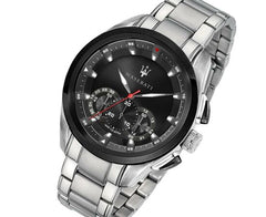 Maserati Traguardo Analog Black Dial Stainless Steel Watch For Men - R8873612015 Watches Maserati   