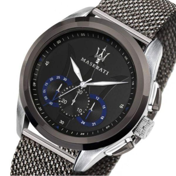 Maserati Traguardo Chronograph Black Dial Mesh Bracelet Watch For Men - R8873612006 Watches Maserati   