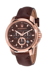 Maserati Successo Brown Dial Brown Leather Strap Watch For Men - R8871621004 Watches Maserati   