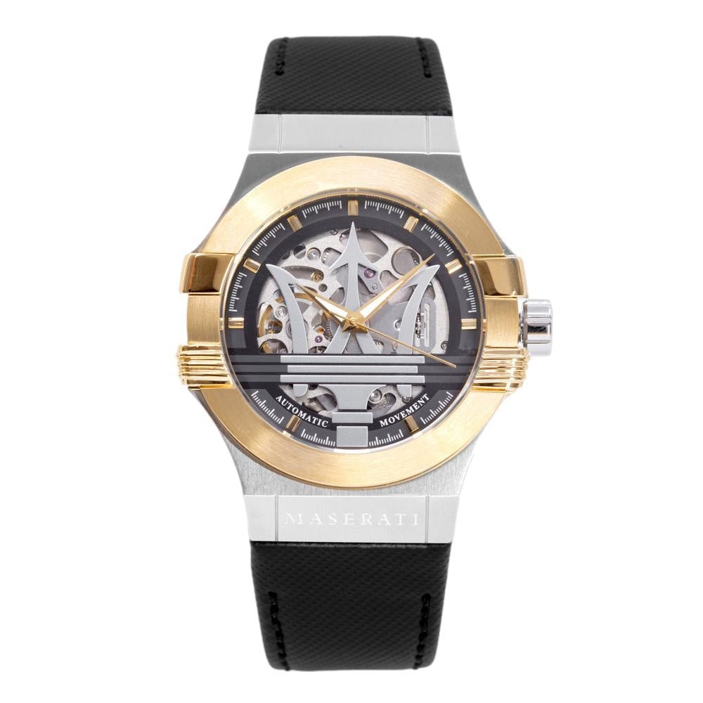 Maserati Potenza Automatic Skeleton Dial Black Strap Watch For Men - R8821108011 Watches Maserati   