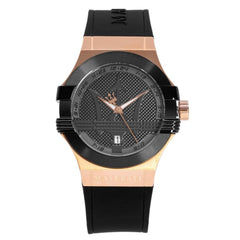 Maserati Potenza Black & Rose Gold Dial Black Rubber Strap Watch For Men - R8851108002 Watches Maserati   