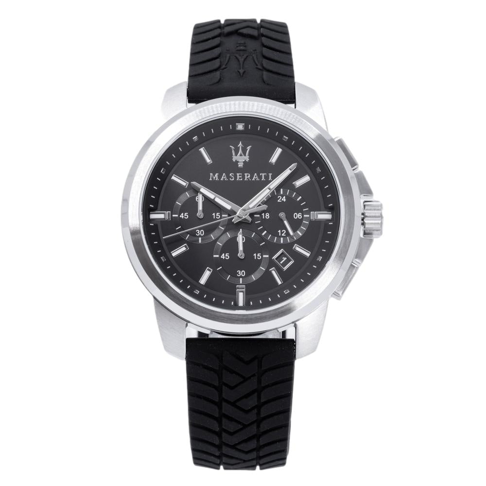 Maserati Successo Chronoraph Black Dial Black Silicon Strap Watch For Men - R8871621014 Watches Maserati   