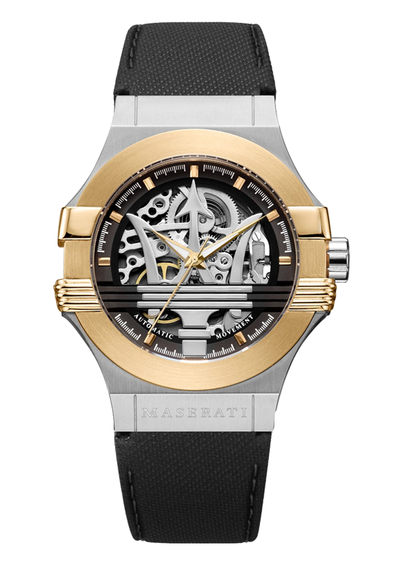 Maserati Potenza Automatic Skeleton Dial Black Strap Watch For Men - R8821108011 Watches Maserati   