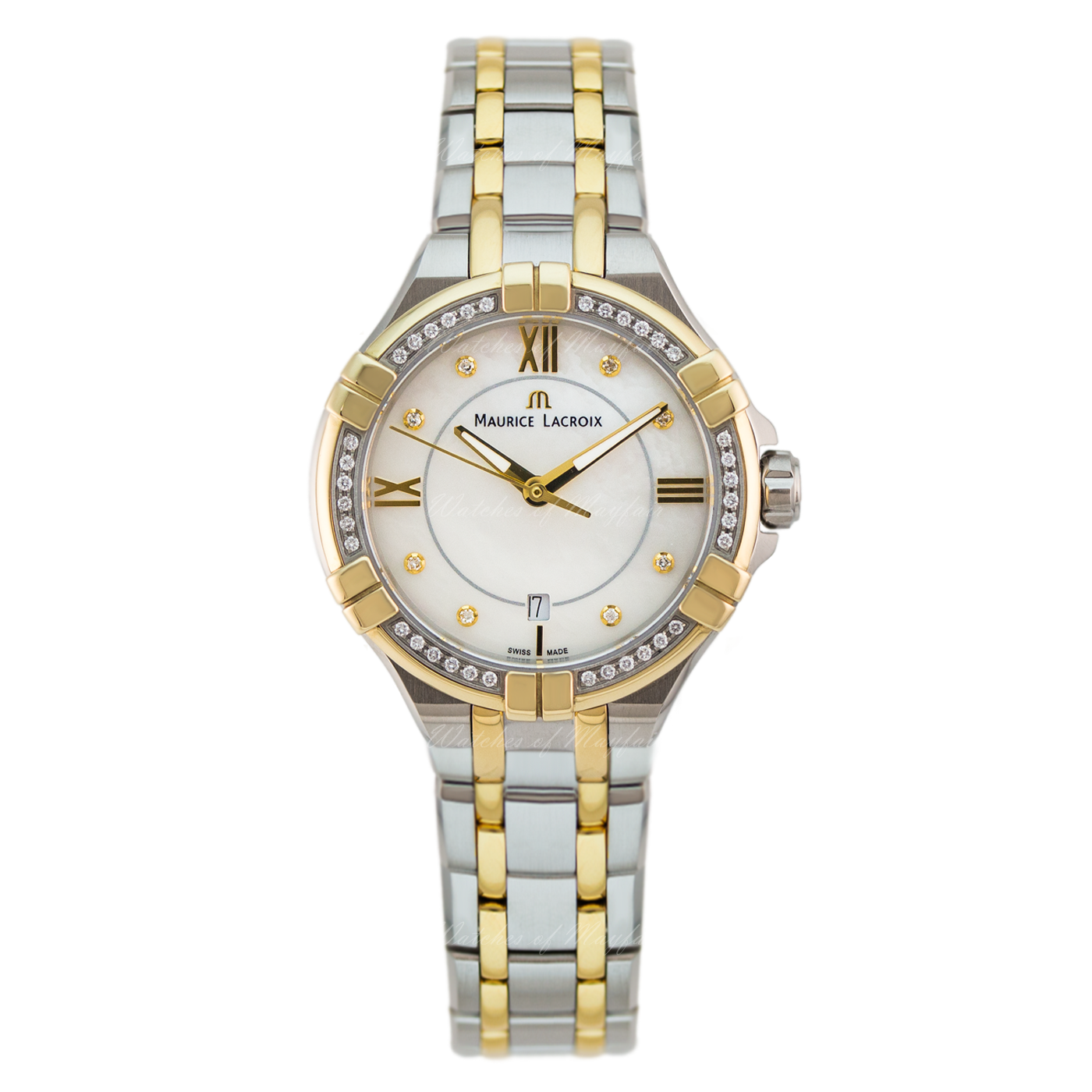 Maurice Lacroix Aikon Diamonds Mother of Pearl Dial Two Tone Steel Strap Watch for Women - A11006-DY503-171-1 Watches Maurice Lacroix   
