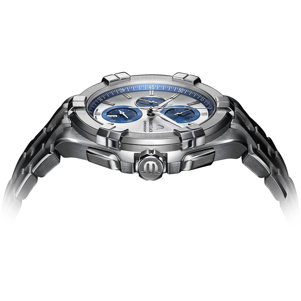 Maurice Lacroix Aikon Chronograph Silver Dial Silver Steel Strap Watch for Men - AI1018-SS002-131-1 Watches Maurice Lacroix   