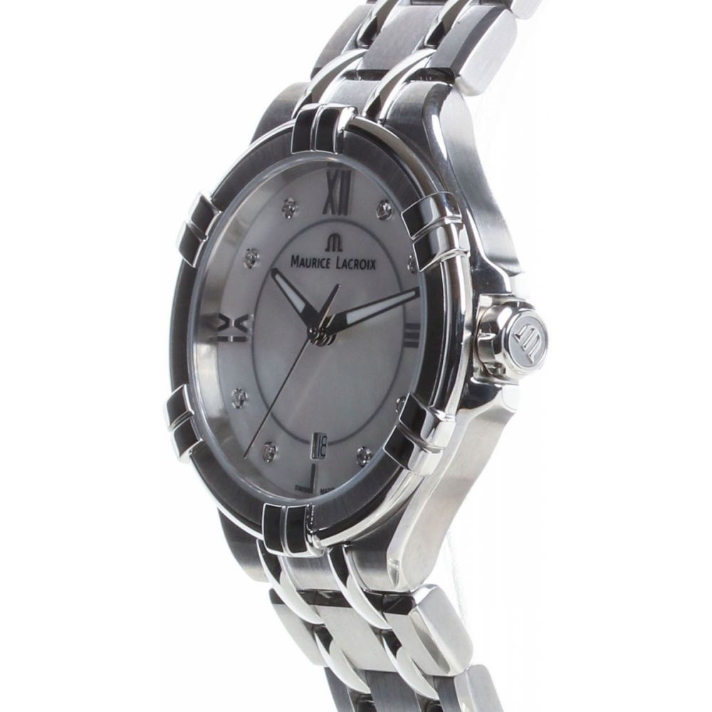 Maurice Lacroix Aikon White Mother of Pearl Dial Silver Steel Strap Watch for Women - AI1004-SS002-170-1 Watches Maurice Lacroix   
