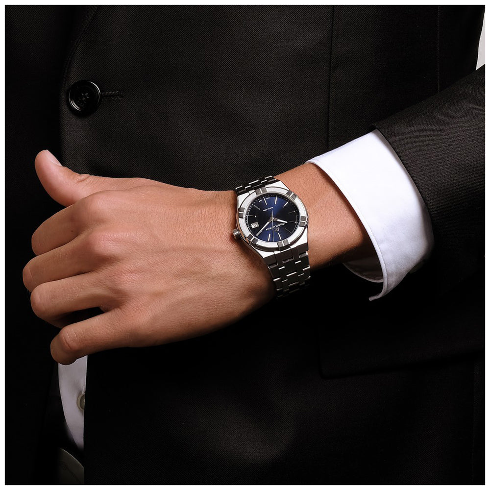Maurice Lacroix Aikon Chronograph Blue Dial Silver Steel Strap Watch for Men - AI1018-SS002-430-1 Watches Maurice Lacroix   
