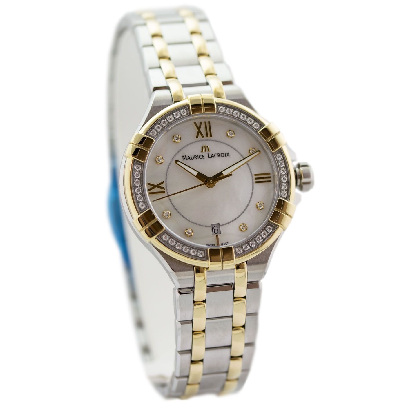 Maurice Lacroix Aikon Diamonds Mother of Pearl Dial Two Tone Steel Strap Watch for Women - A11006-DY503-171-1 Watches Maurice Lacroix   