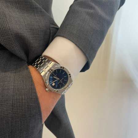 Maurice Lacroix Aikon Date Blue Dial Silver Steel Strap Watch for Men - AI1108-SS002-430-1 Watches Maurice Lacroix   