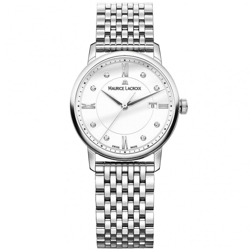 Maurice Lacroix Eliros Date White Dial Silver Steel Strap Watch for Women - EL1094-SS002-150-1 Watches Maurice Lacroix   
