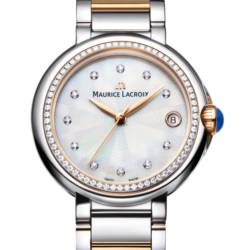 Maurice Lacroix Fiaba Date Diamonds White Mother of Pearl Dial Two Tone Steel Strap Watch for Women - FA1007-PVP23-170-1 Watches Maurice Lacroix   