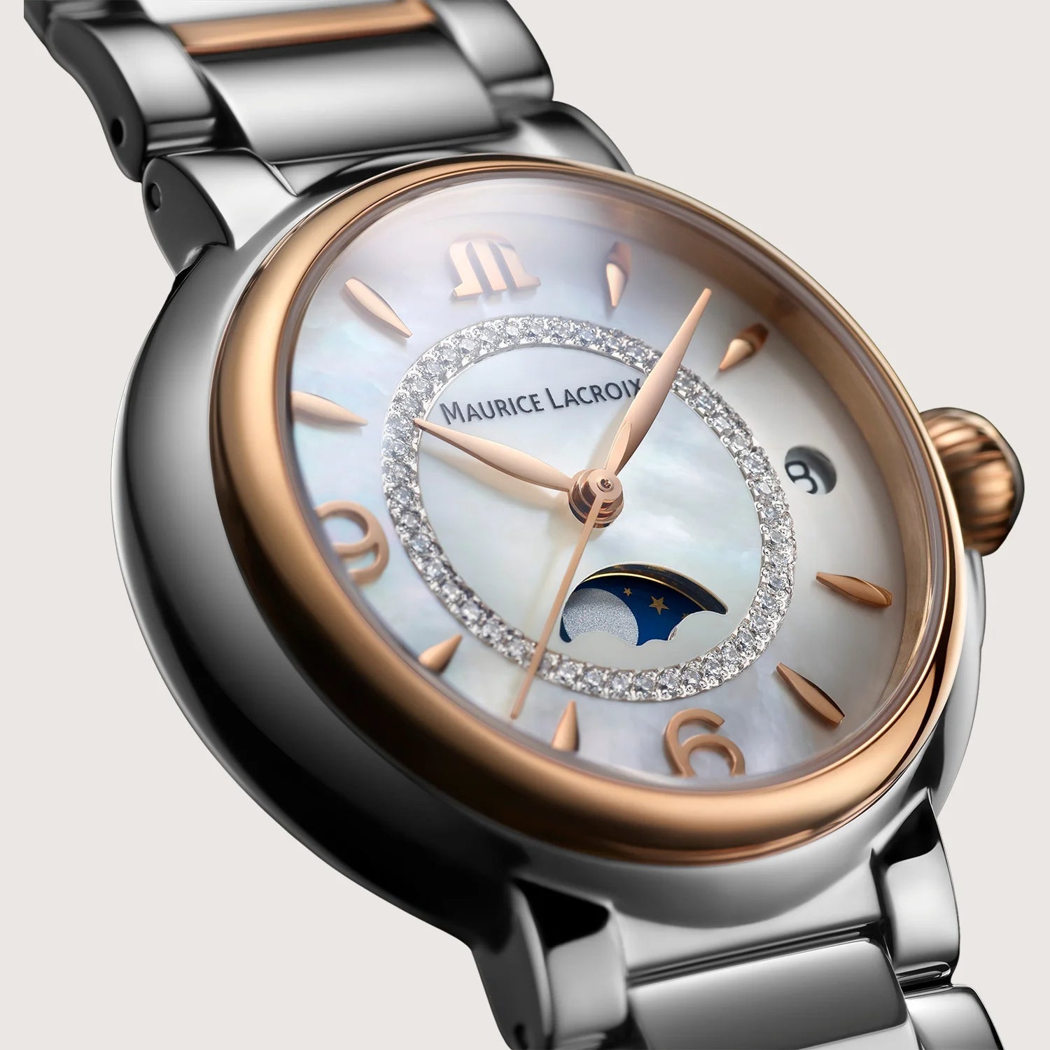 Maurice Lacroix Fiaba Moonphase Mother of Pearl Dial Two Tone Steel Strap Watch for Women - FA1084-PVP13-150-1 Watches Maurice Lacroix   