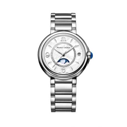 Maurice Lacroix Fiaba Moonphase White Mother of Pearl Dial Silver Steel Strap Watch for Women - FA1084-SS002-170-1 Watches Maurice Lacroix   