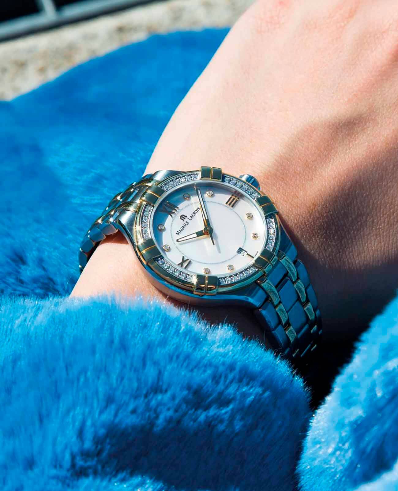 Maurice Lacroix Aikon Diamonds Mother of Pearl Dial Two Tone Steel Strap Watch for Women - A11006-DY503-171-1 Watches Maurice Lacroix   