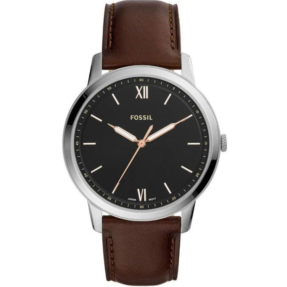 Fossil The Minimalist 3H Black Dial Brown Leather Strap Watch for Men - FS5464 Watches Fossil   