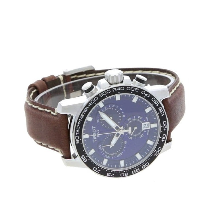 Tissot Supersport Chrono Blue Dial Brown Leather Strap Watch For Men - T125.617.16.041.00 Watches Tissot   