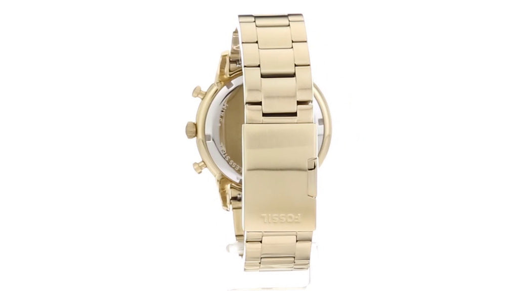 Fossil Townsman Chronograph White Dial Gold Steel Strap Watch for Men - FS5348 Watches Fossil   