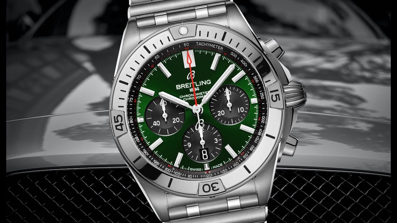 Breitling Chronomat B01 42mm Green Dial Silver Steel Strap Watch for Men - AB01343A1L1A1 Watches Breitling   