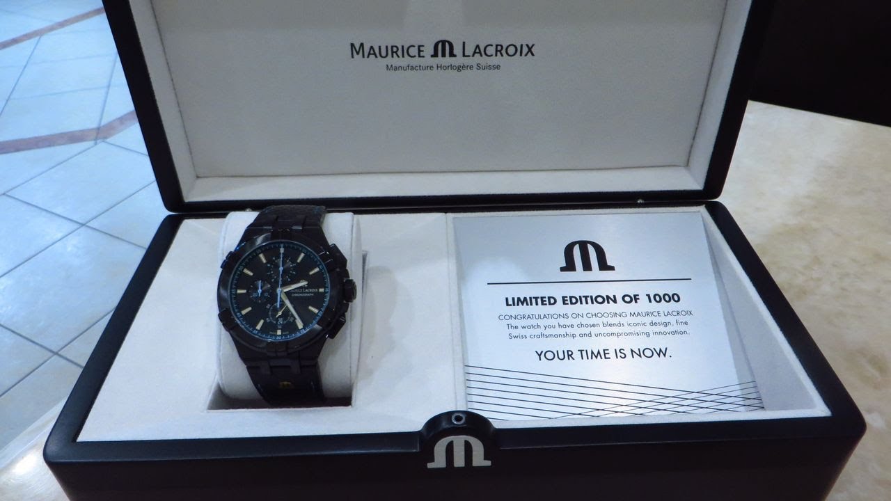 Maurice Lacroix Aikon Chronograph Limited Edition Black Dial Black Leather Strap Watch for Men - AI1018-PVB01-337-1 Watches Maurice Lacroix   