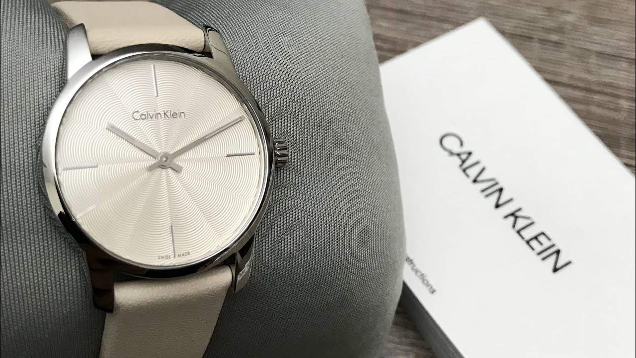 Calvin Klein City White Dial White Leather Strap Watch for Women - K2G231XH Watches Calvin Klein   